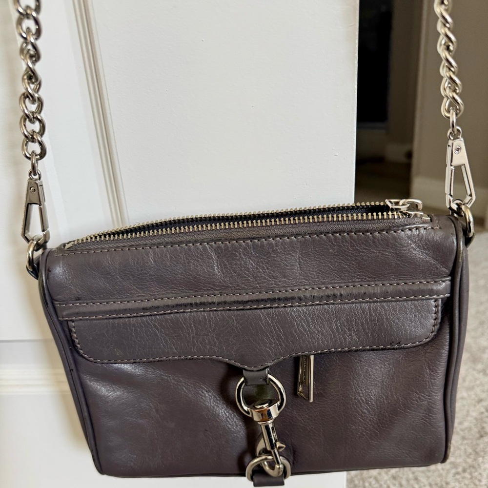 Rebecca Minkoff Gray Crossbody Bag with Silver Chain